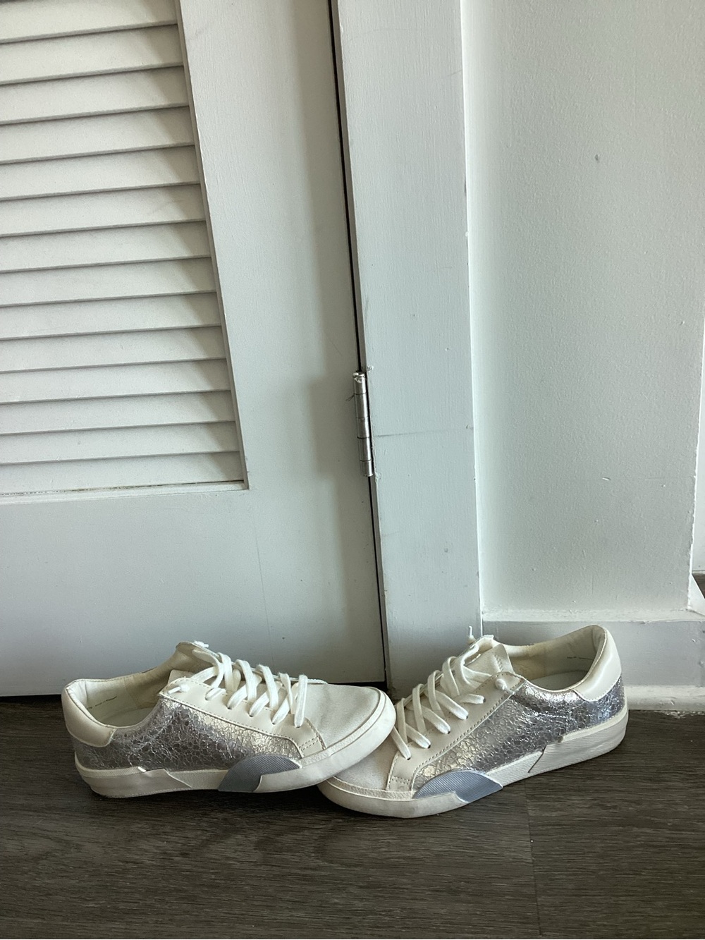 Dolce Vita White Sneakers with Silver Panels